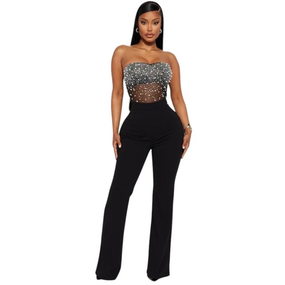 Elegant Strapless Jumpsuit with Embellishments NWT Size Large Formal Jumpsuit - Picture 1 of 10